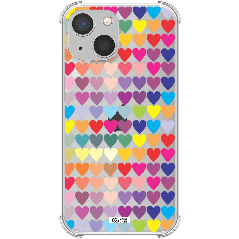 a colorful heart pattern Apple iPhone 13 Clear PC Case