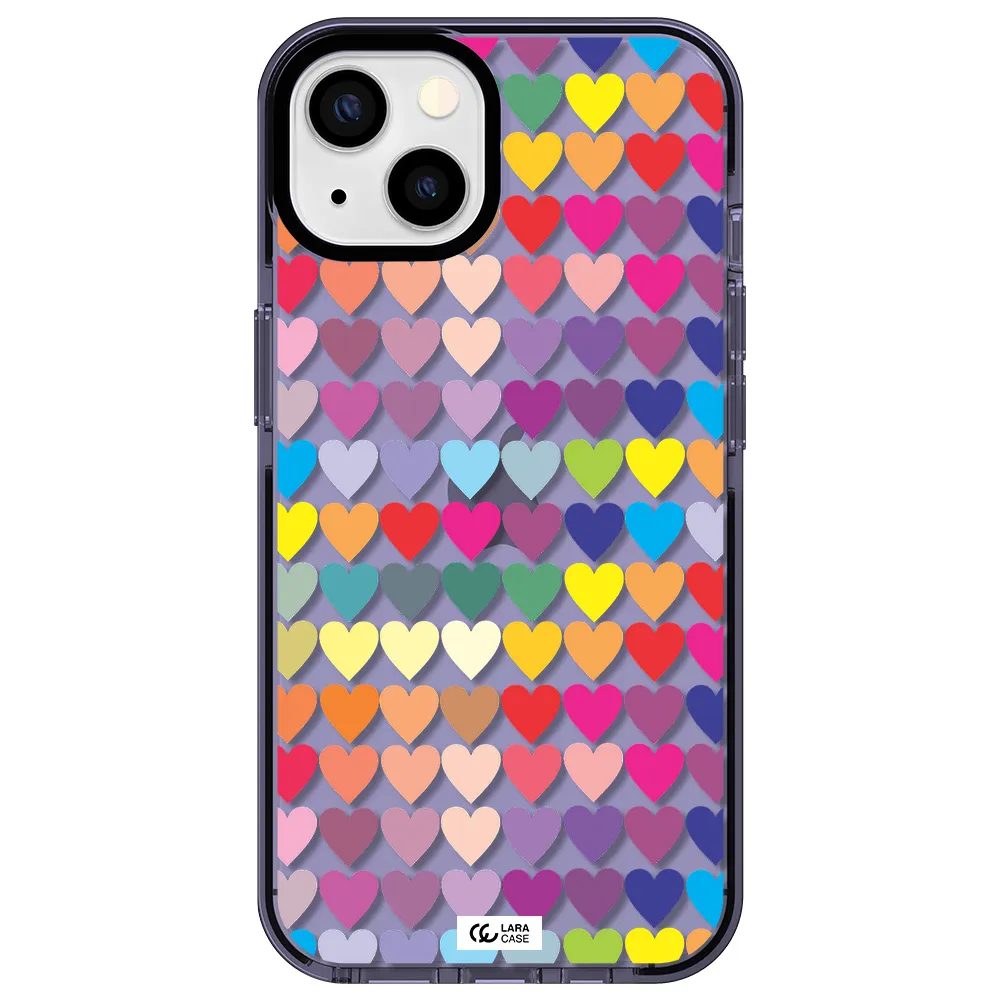 a colorful heart pattern Apple iPhone 13 impact Lilac Case