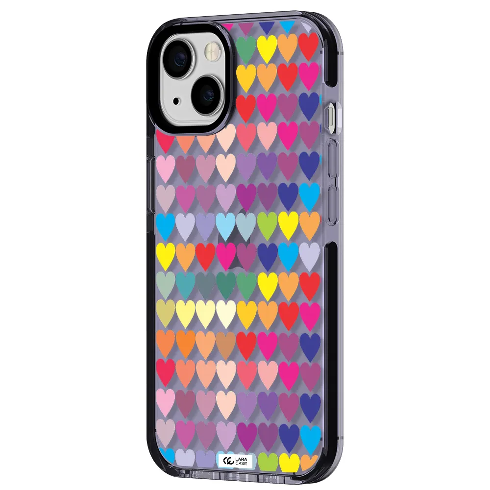 a colorful heart pattern Apple iPhone 13 impact Lilac Case