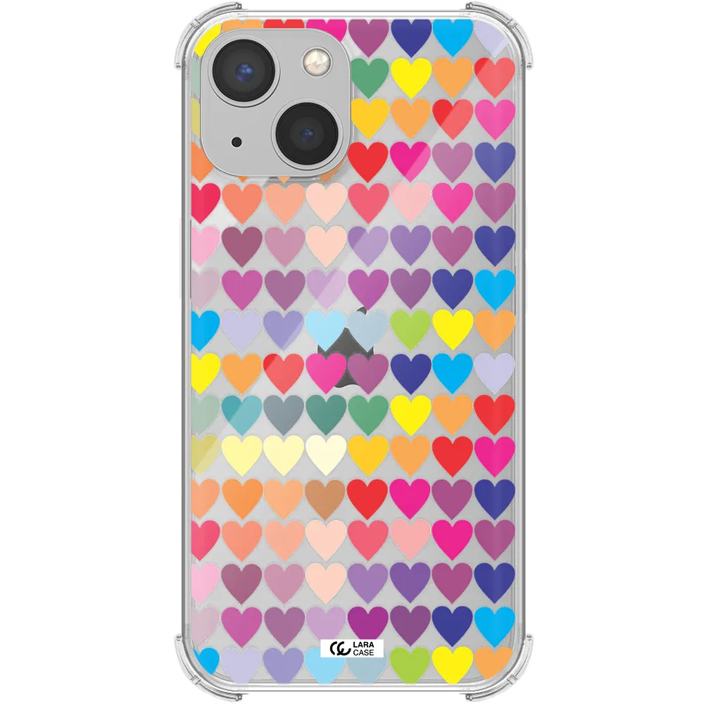 a colorful heart pattern Apple iPhone 13 mini Clear PC Case