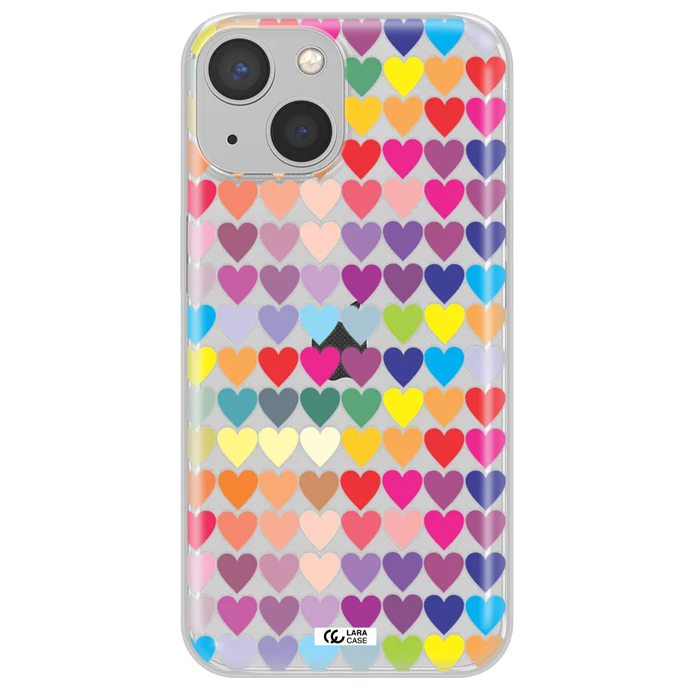 a colorful heart pattern Apple iPhone 13 mini Clear TPU Case