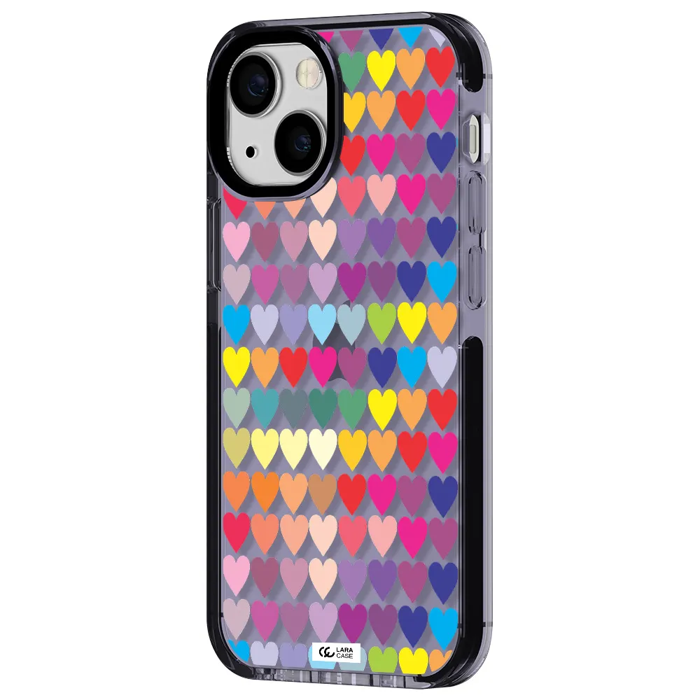 a colorful heart pattern Apple iPhone 13 mini impact Lilac Case