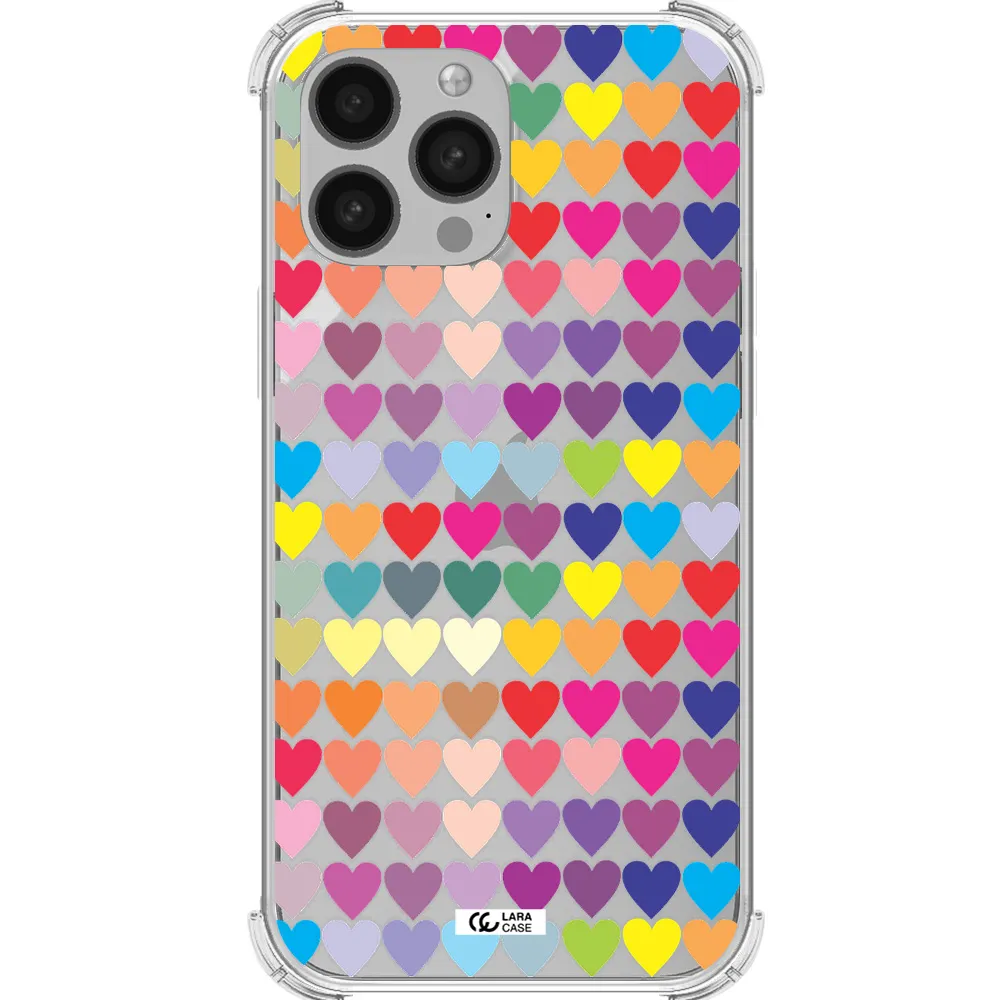 a colorful heart pattern Apple iPhone 13 Pro Clear PC Case