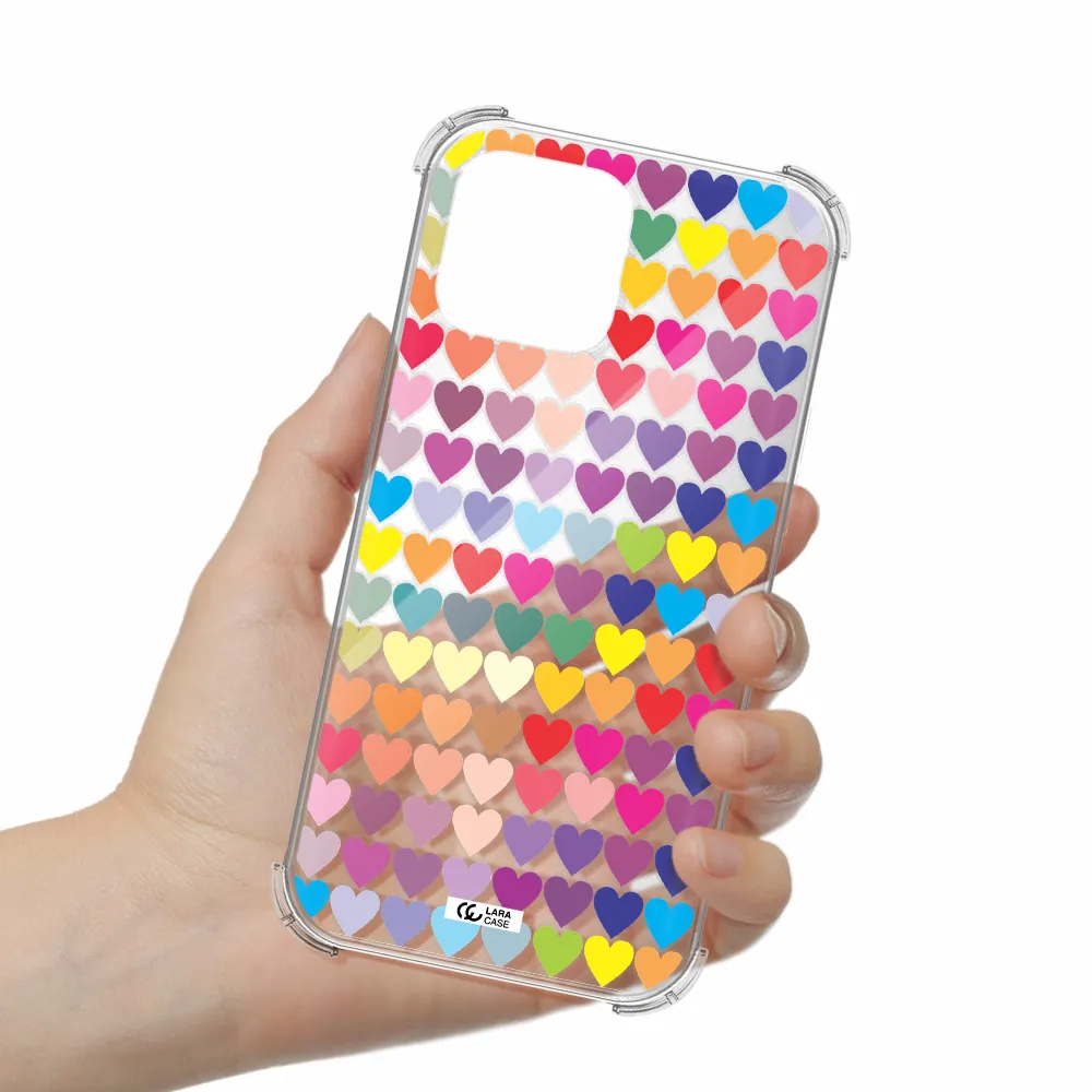 a colorful heart pattern Apple iPhone 13 Pro Clear PC Case