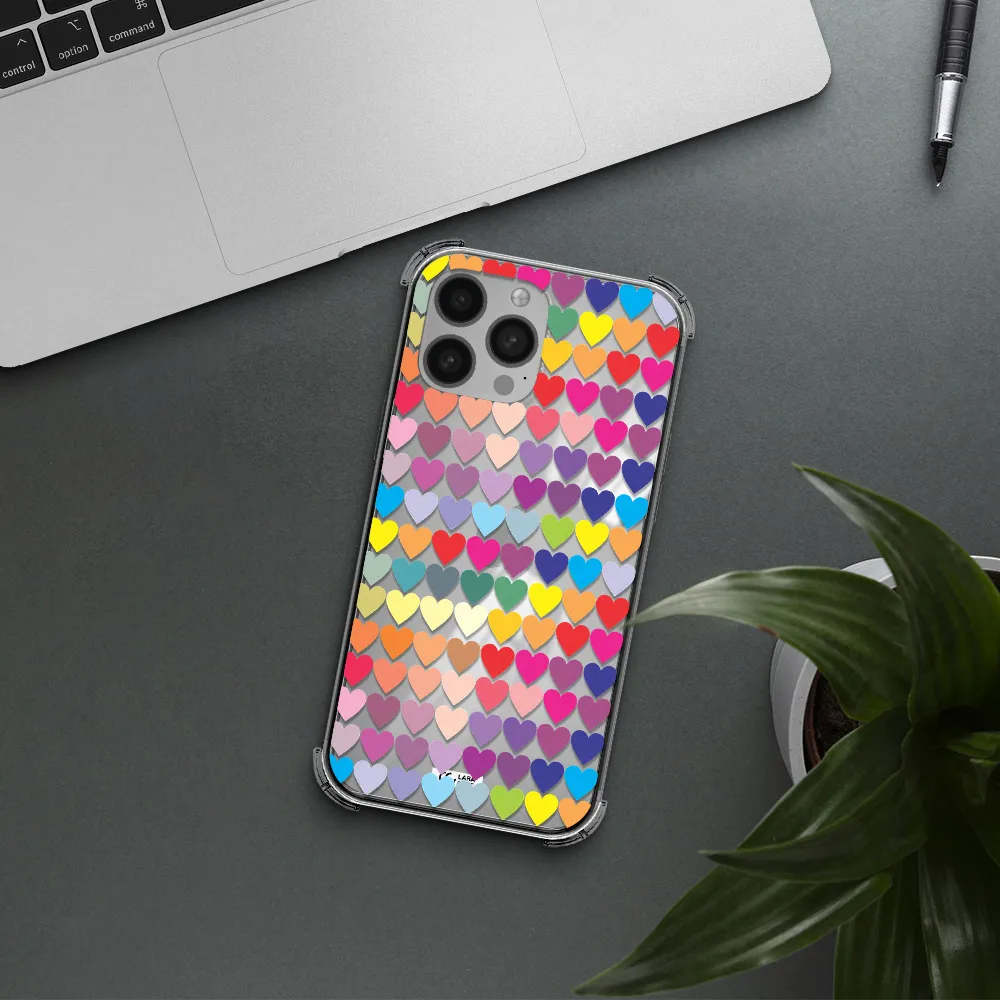 a colorful heart pattern Apple iPhone 13 Pro Clear PC Case