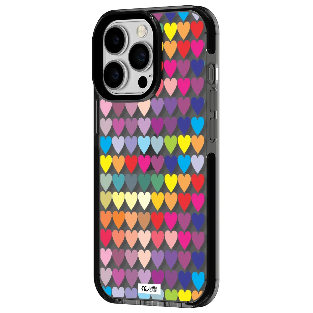 a colorful heart pattern Apple iPhone 13 Pro impact Smoke Black Case