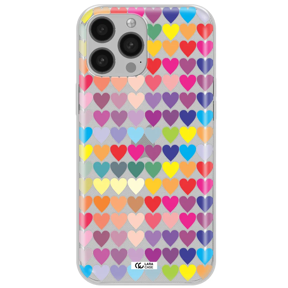 a colorful heart pattern Apple iPhone 13 Pro Max Clear TPU Case