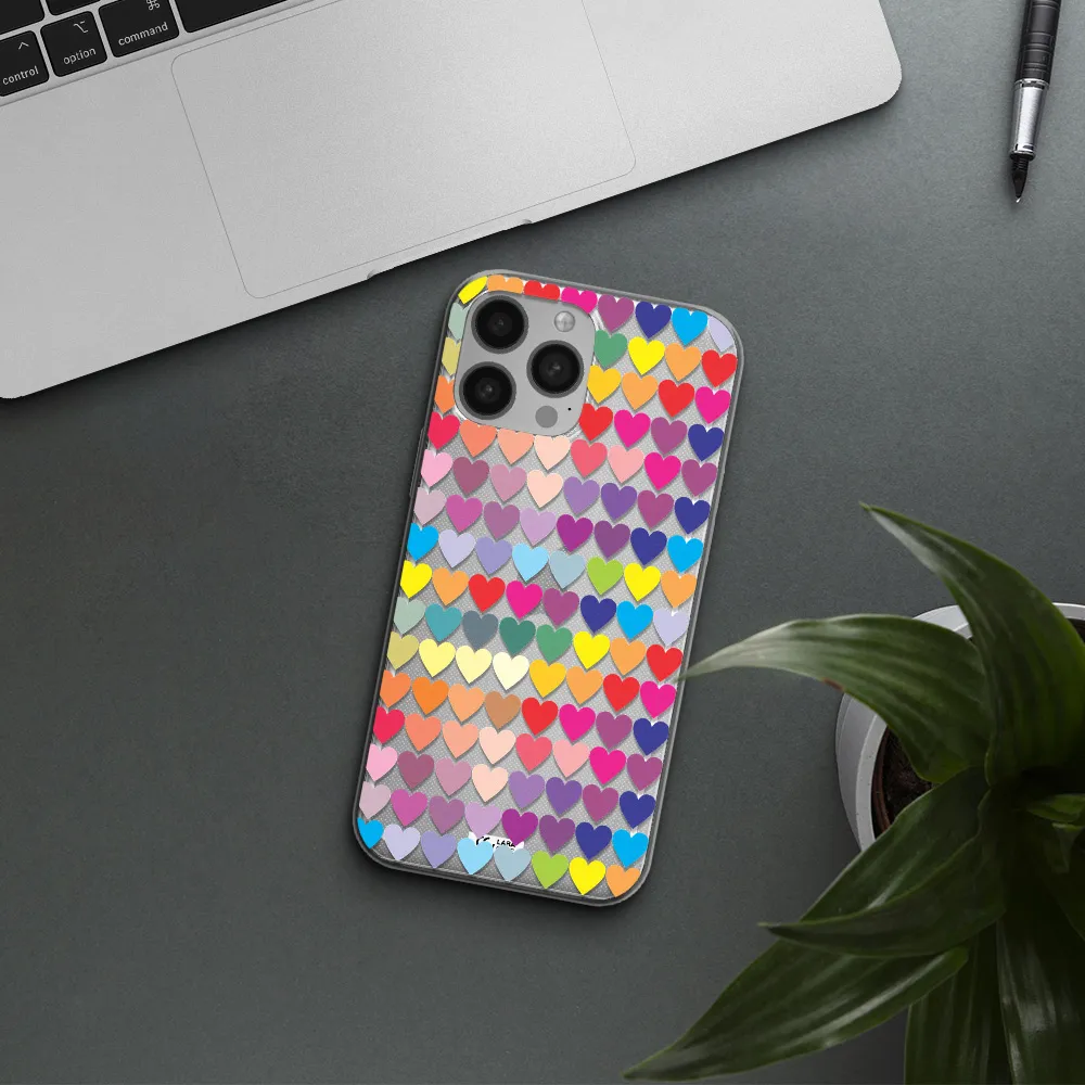 a colorful heart pattern Apple iPhone 13 Pro Max Clear TPU Case