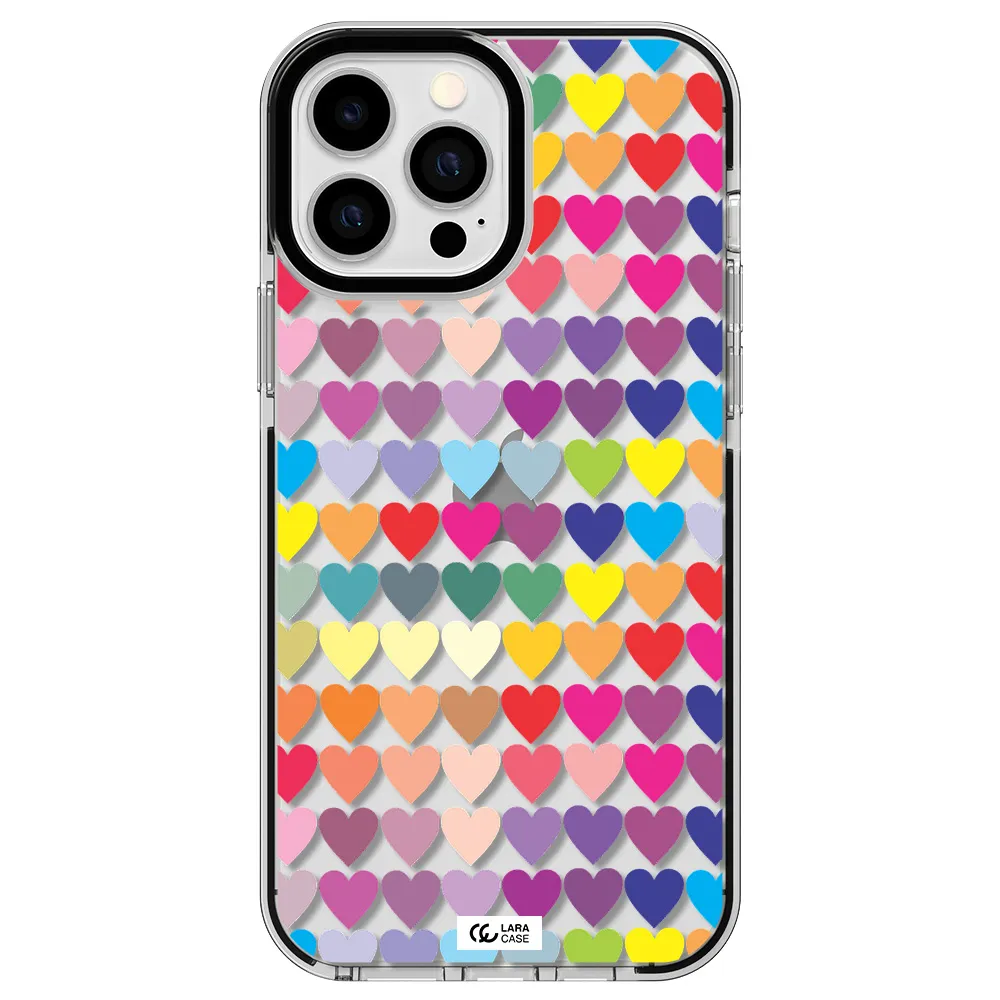 a colorful heart pattern Apple iPhone 13 Pro Max impact black border Case