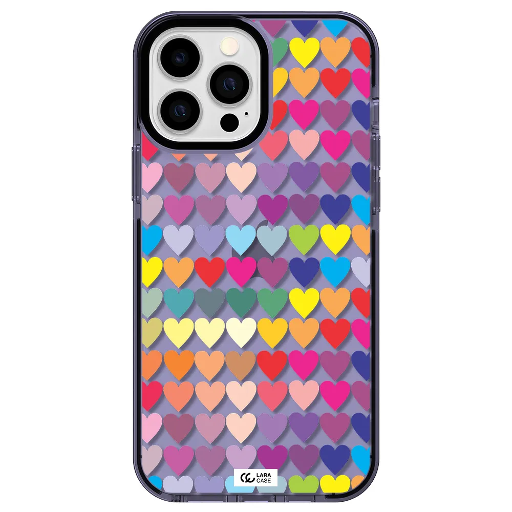 a colorful heart pattern Apple iPhone 13 Pro Max impact Lilac Case