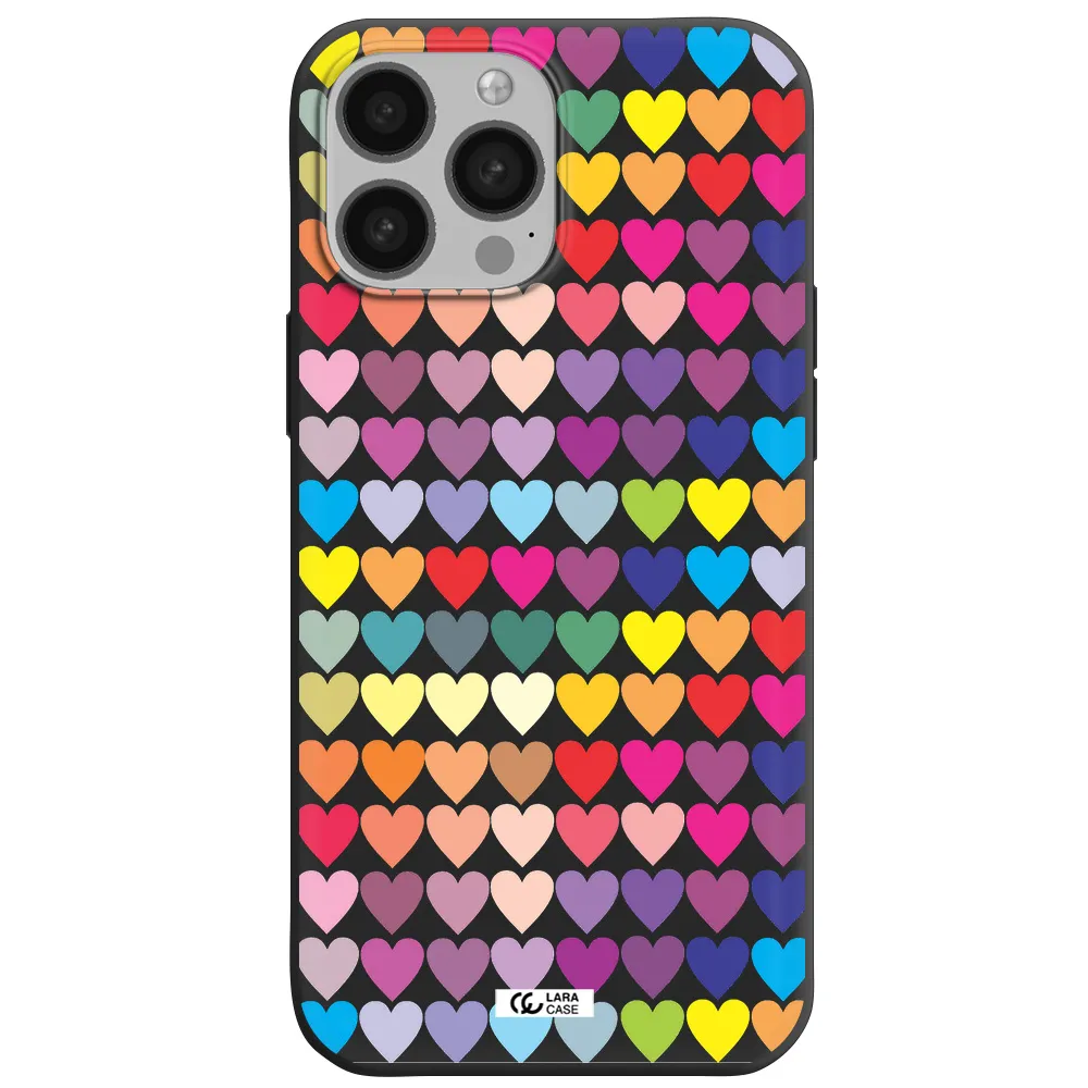 a colorful heart pattern Apple iPhone 13 Pro Max Silicone black Case