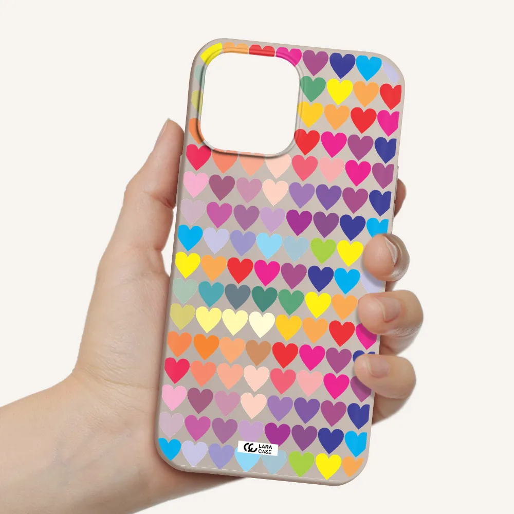 a colorful heart pattern Apple iPhone 13 Pro Max Silicone Stone Case