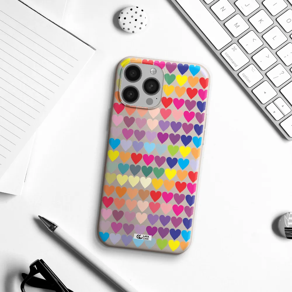 a colorful heart pattern Apple iPhone 13 Pro Silicone Stone Case