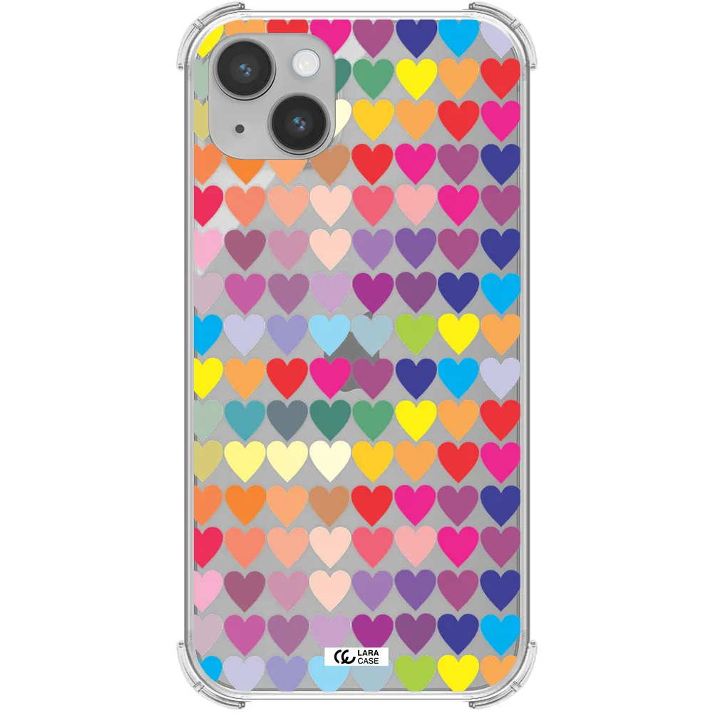 a colorful heart pattern Apple iPhone 14 Clear PC Case