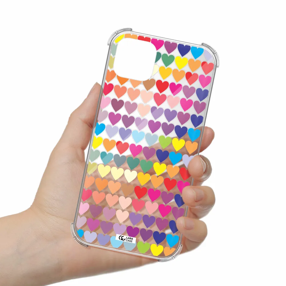 a colorful heart pattern Apple iPhone 14 plus Clear PC Case