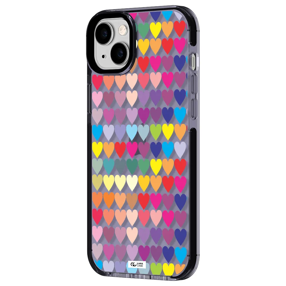 a colorful heart pattern Apple iPhone 14 plus impact Lilac Case