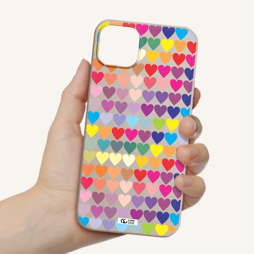 a colorful heart pattern Apple iPhone 14 plus Silicone Stone Case