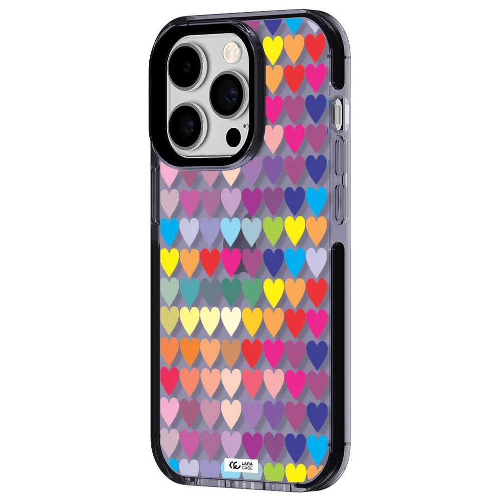 a colorful heart pattern Apple iPhone 14 pro impact Lilac Case