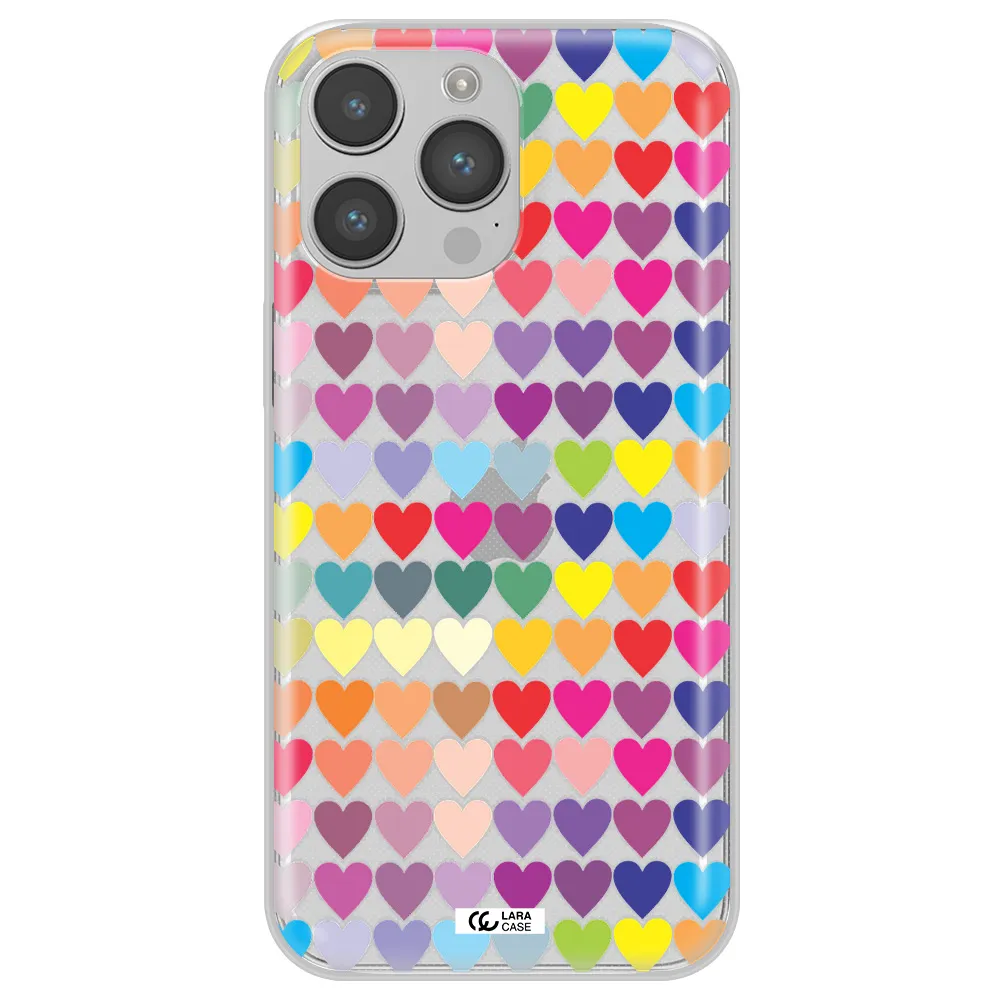 a colorful heart pattern Apple iPhone 14 pro max Clear TPU Case