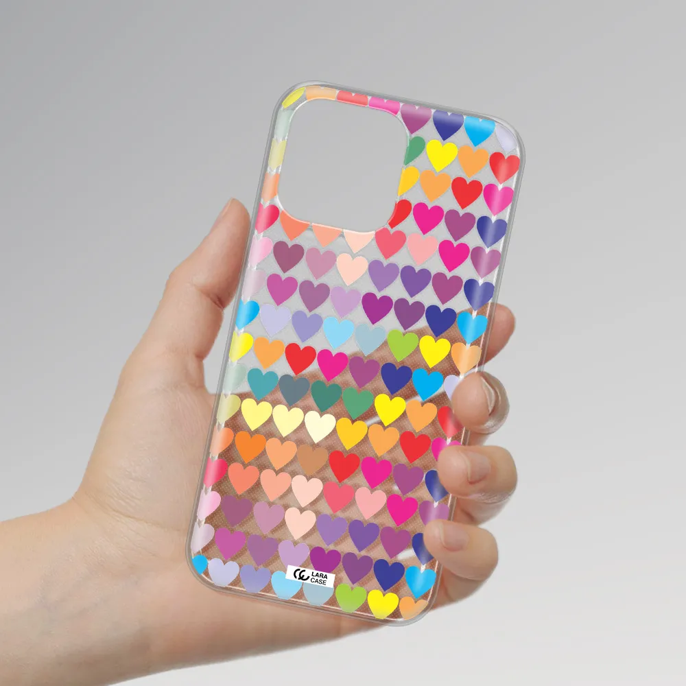 a colorful heart pattern Apple iPhone 14 pro max Clear TPU Case