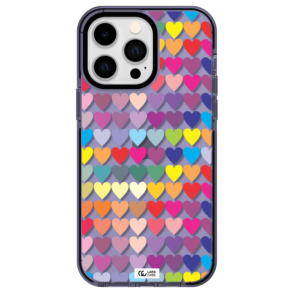 a colorful heart pattern Apple iPhone 14 pro max impact Lilac Case