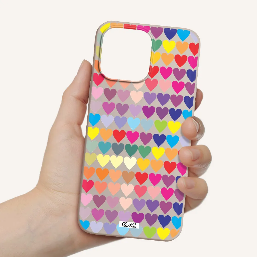 a colorful heart pattern Apple iPhone 14 pro max Silicone Stone Case