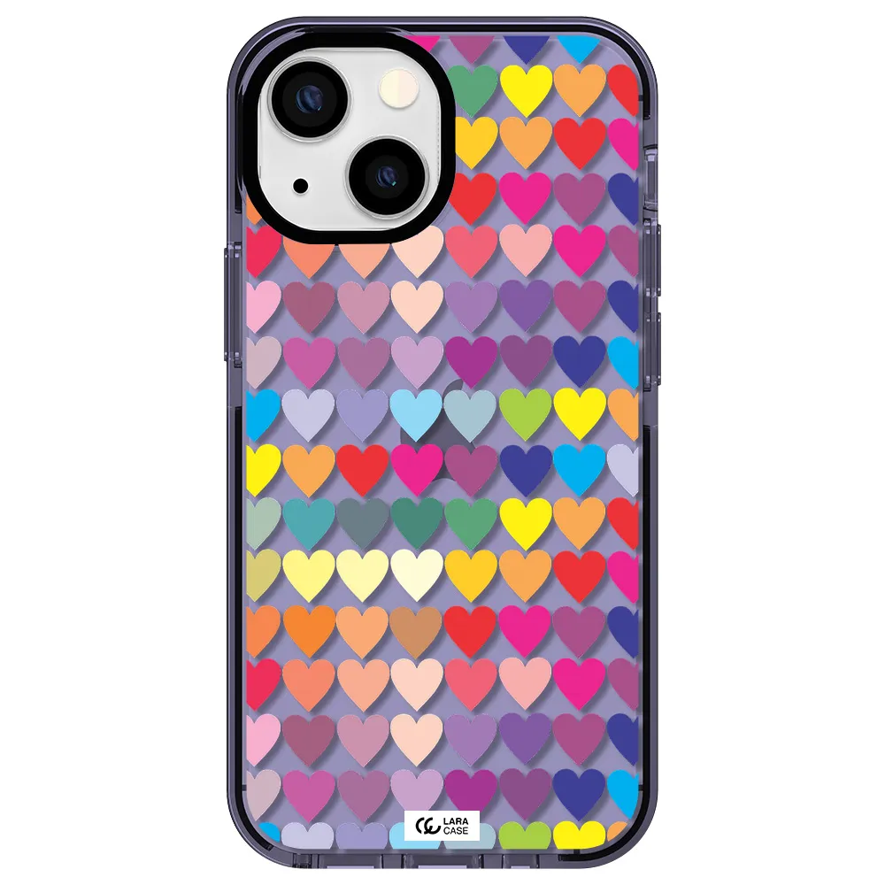 a colorful heart pattern Apple iPhone 15 impact Lilac Case