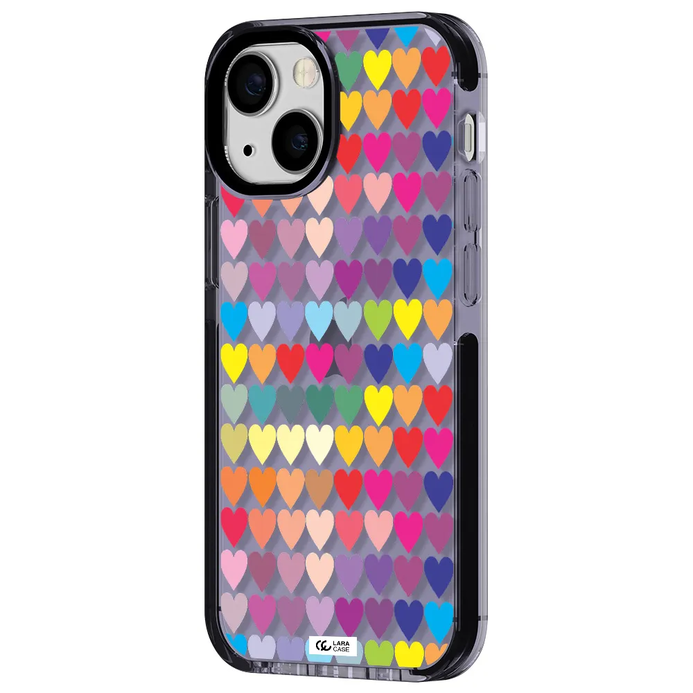 a colorful heart pattern Apple iPhone 15 impact Lilac Case