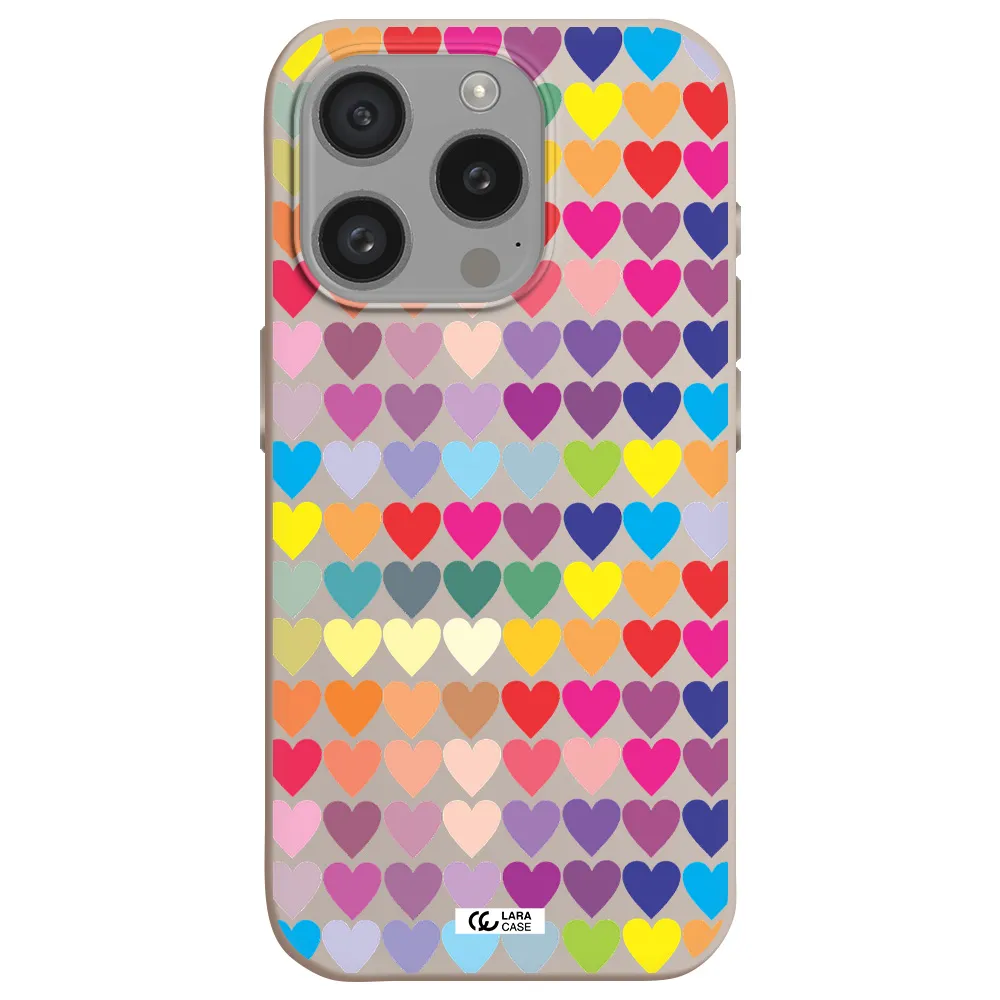 A Colorful Heart Pattern Apple Iphone 15 Pro Silicone Stone Case