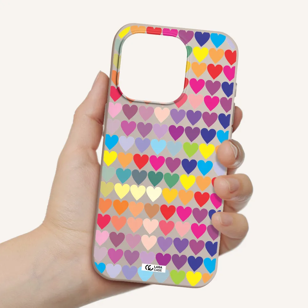 A Colorful Heart Pattern Apple Iphone 15 Pro Silicone Stone Case