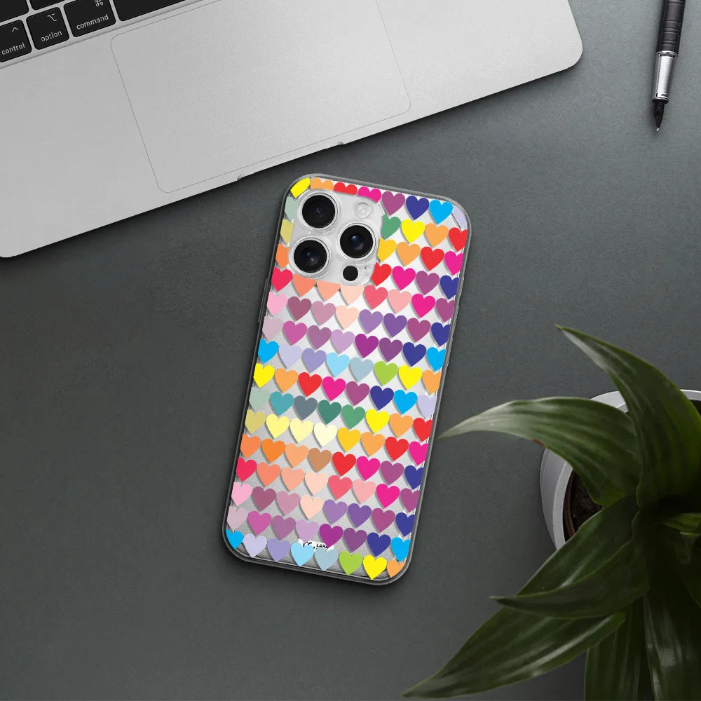 A Colorful Heart Pattern Apple Iphone 16 Pro Max Clear Tpu Case