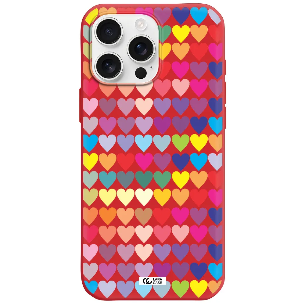 A Colorful Heart Pattern Apple Iphone 16 Pro Max Silicone Stone Case