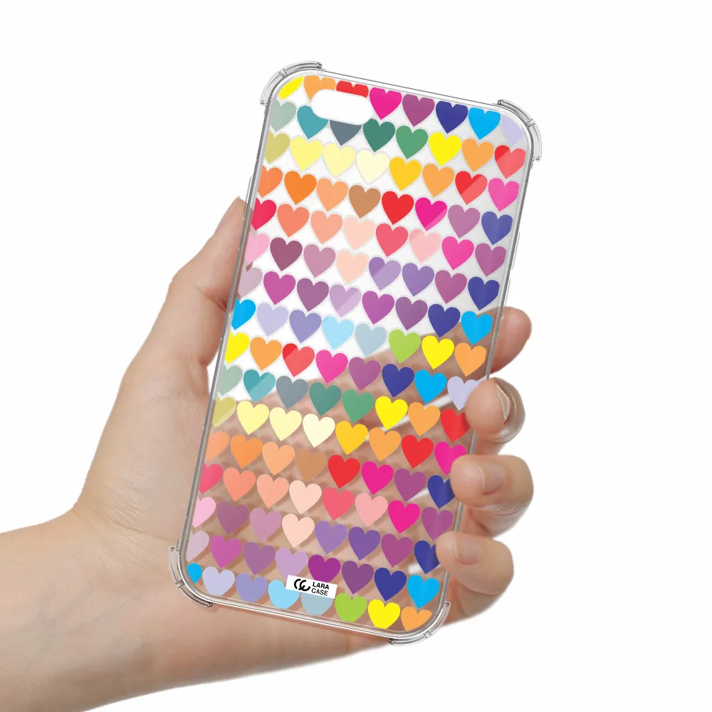 a colorful heart pattern Apple iPhone 6 Clear PC Case