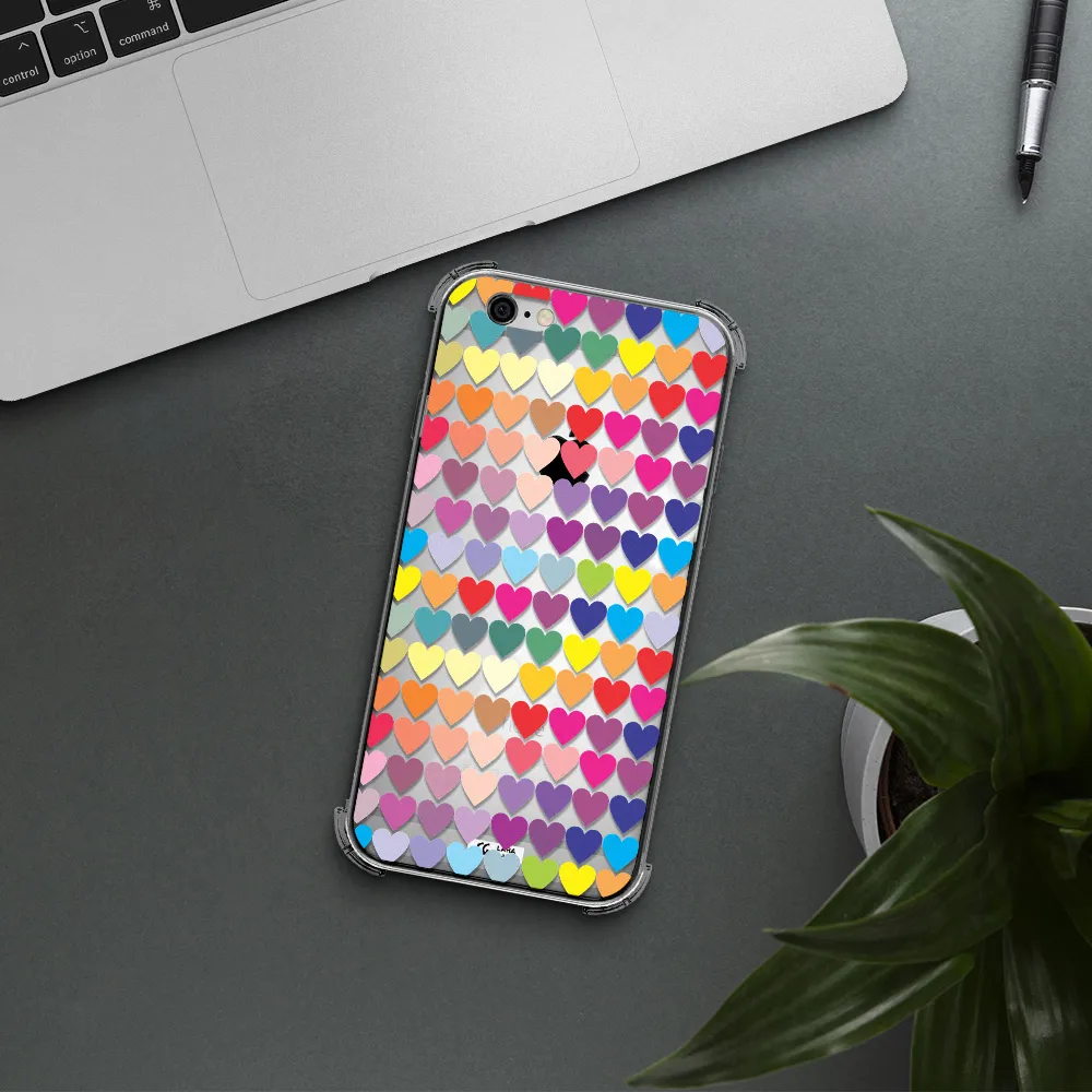 a colorful heart pattern Apple iPhone 6 Clear PC Case