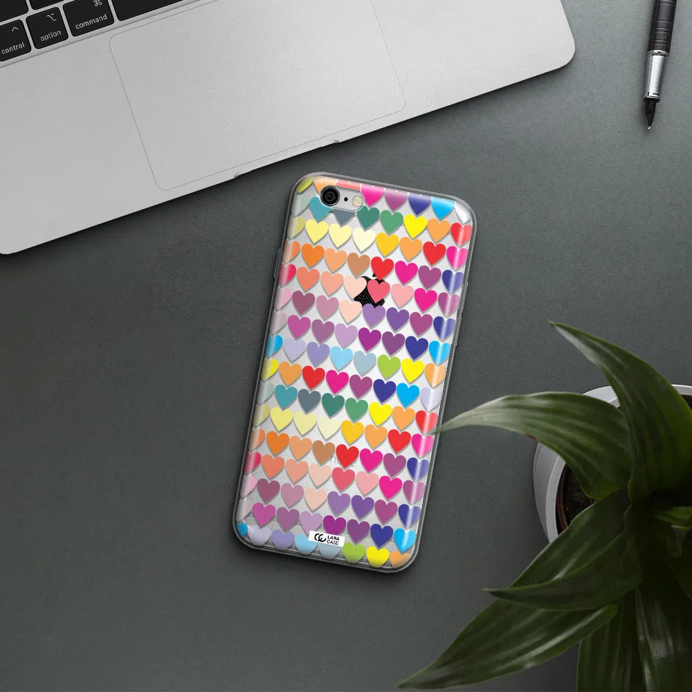 a colorful heart pattern Apple iPhone 6 plus Clear TPU Case