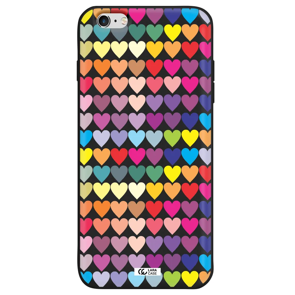 a colorful heart pattern Apple iPhone 6 plus Silicone black Case