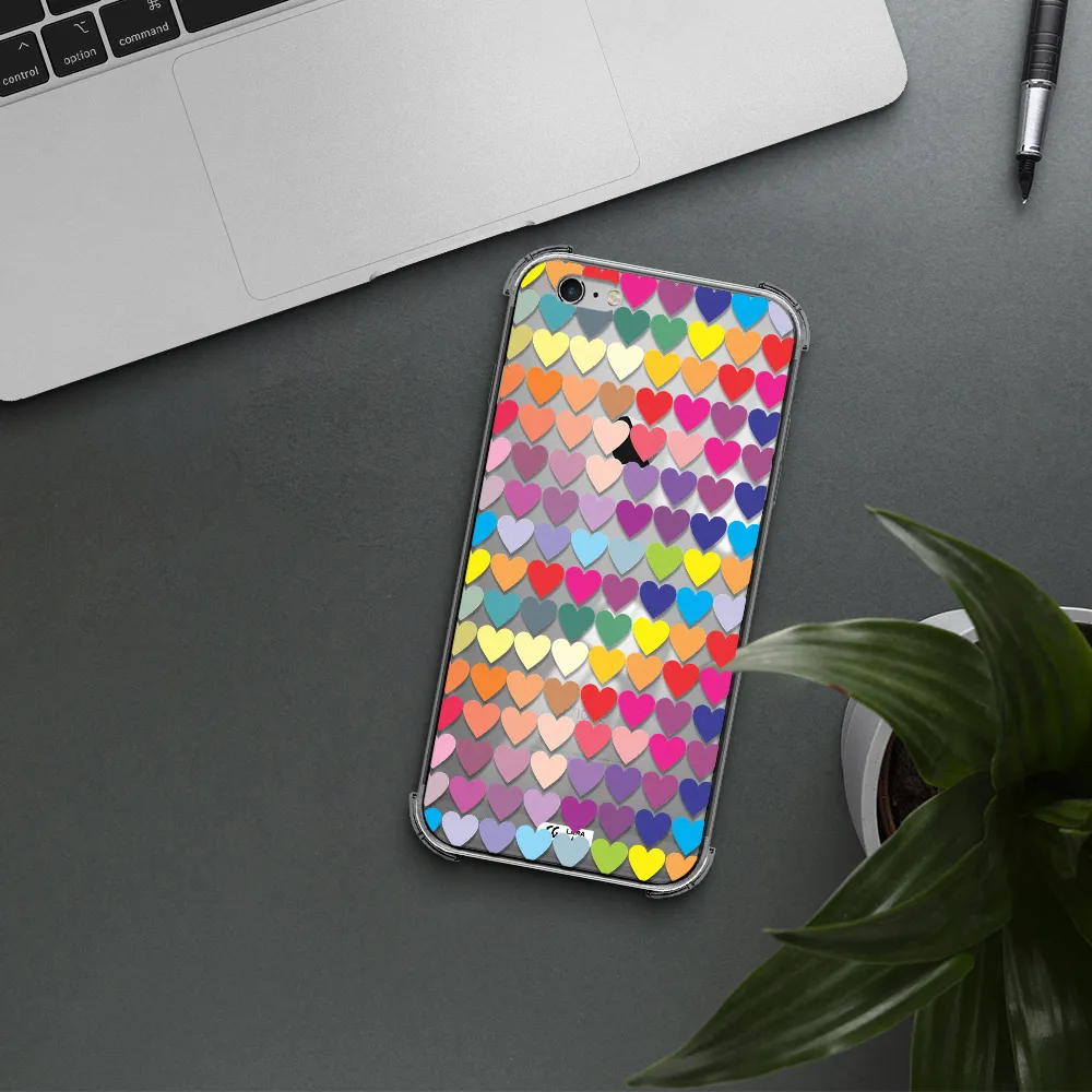 a colorful heart pattern Apple iPhone 6 s plus Clear PC Case