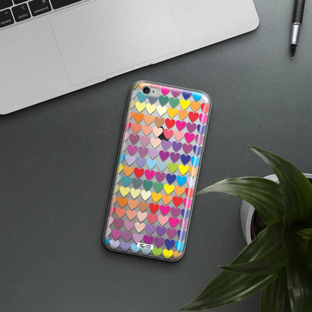 a colorful heart pattern Apple iPhone 6 s plus Clear TPU Case