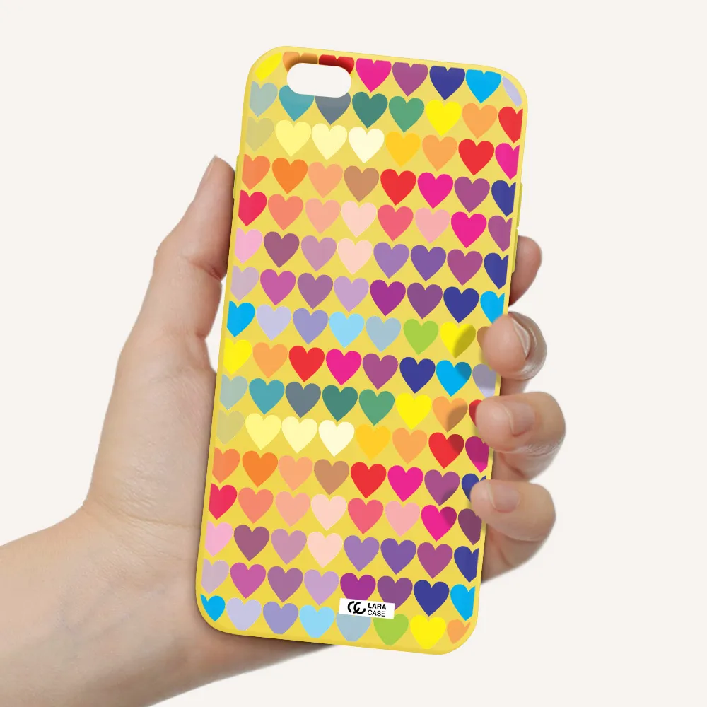 a colorful heart pattern Apple iPhone 6 s plus Silicone canary yellow Case