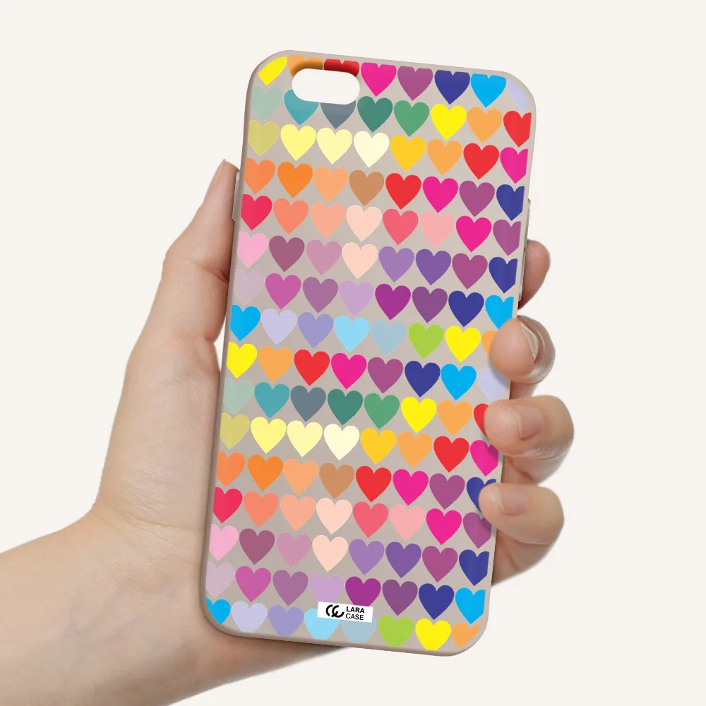 a colorful heart pattern Apple iPhone 6 Silicone Stone Case