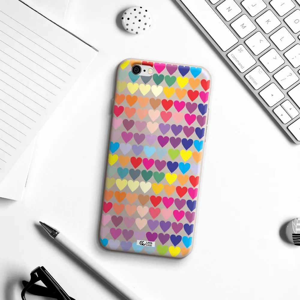 a colorful heart pattern Apple iPhone 6 Silicone Stone Case