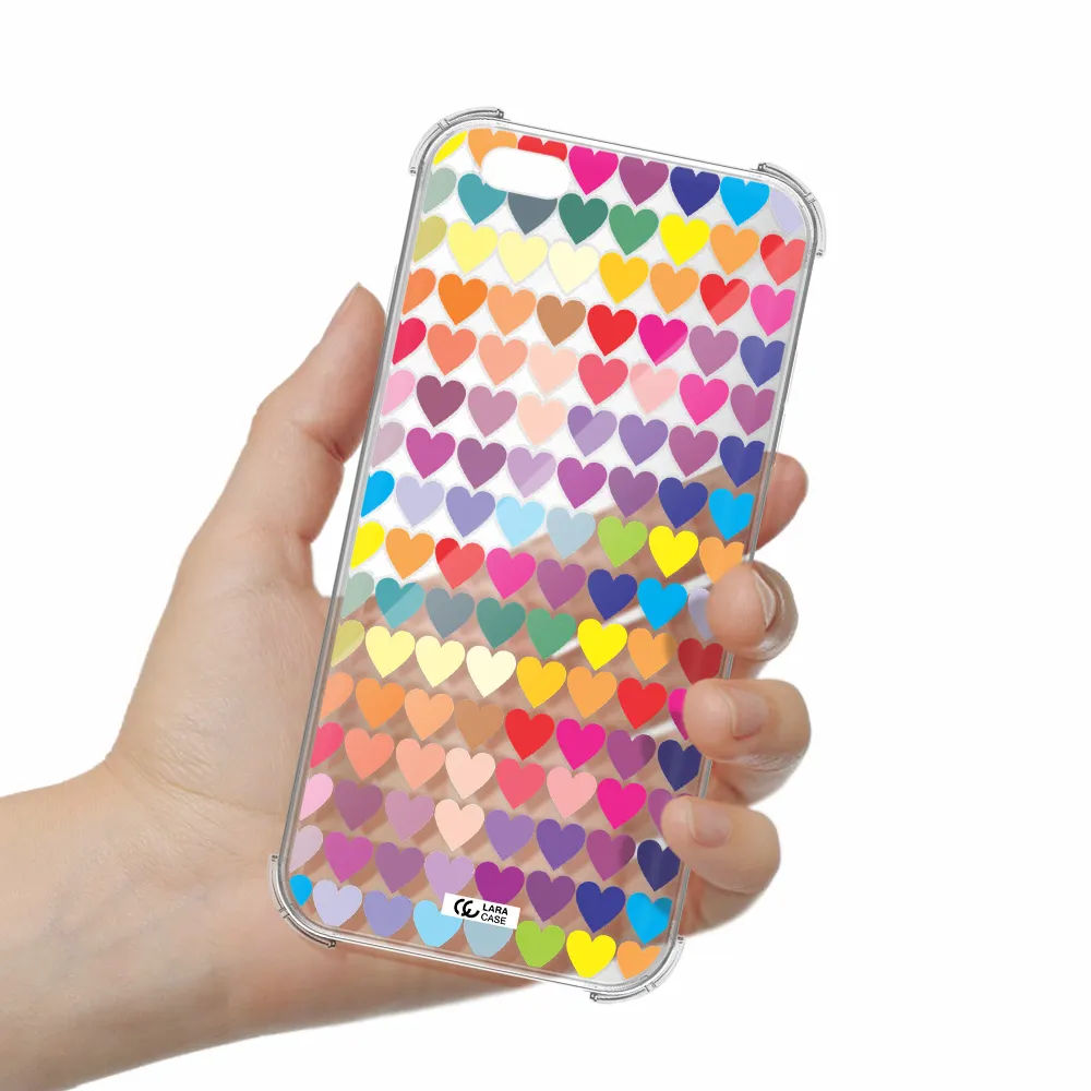a colorful heart pattern Apple iPhone 6S Clear PC Case