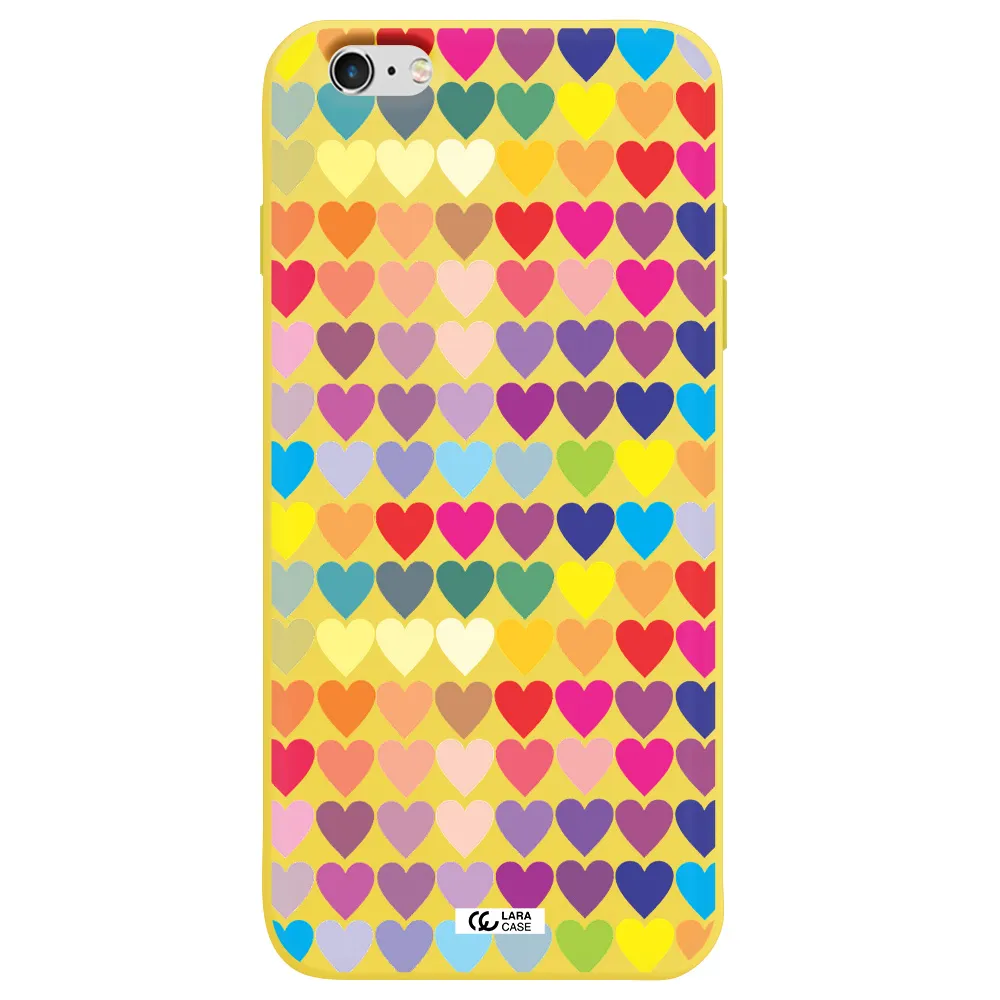 a colorful heart pattern Apple iPhone 6S Silicone canary yellow Case