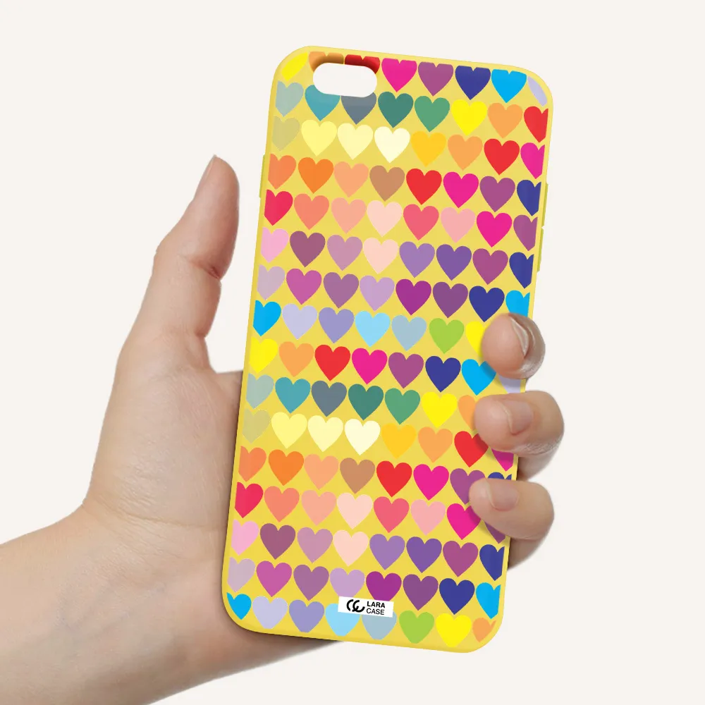 a colorful heart pattern Apple iPhone 6S Silicone canary yellow Case
