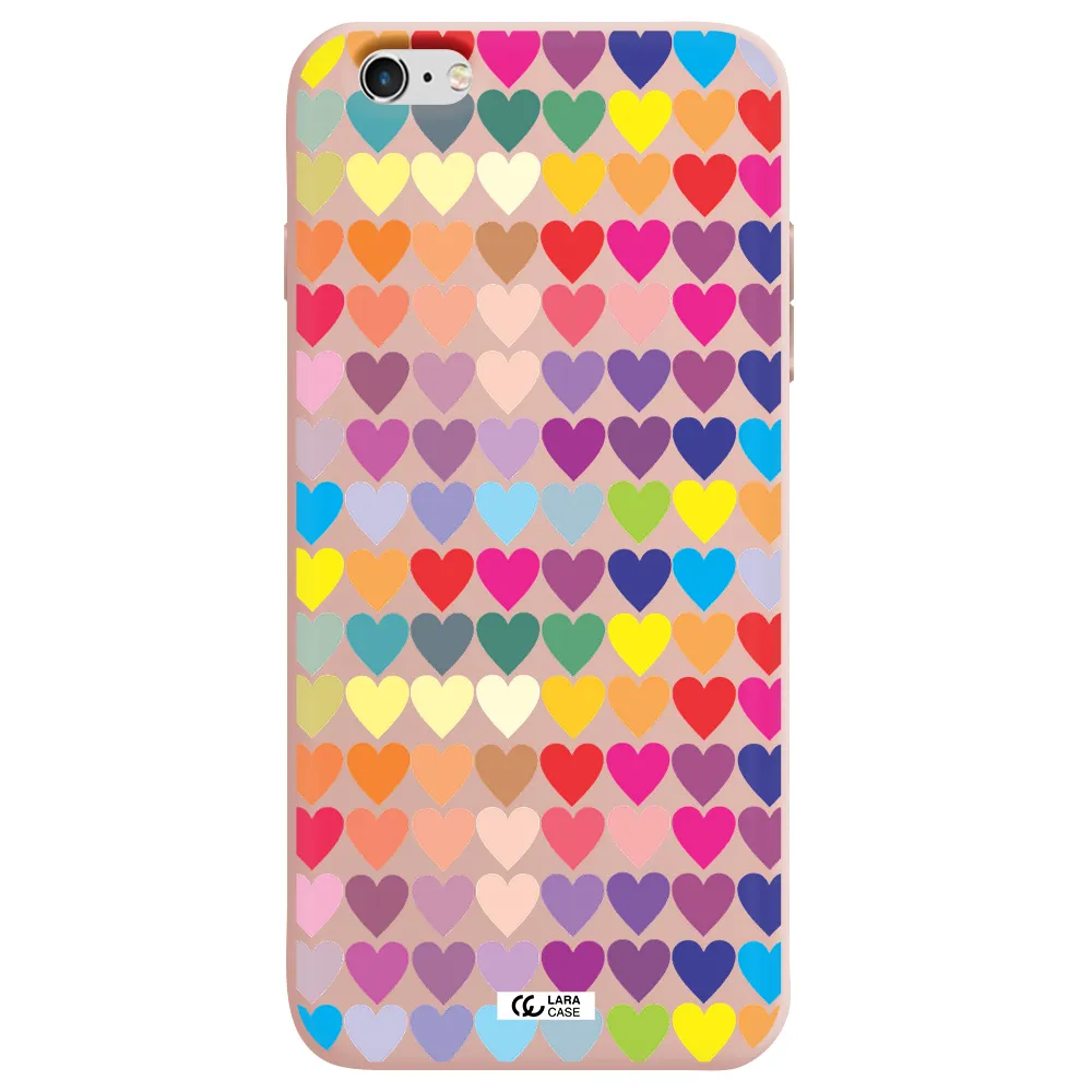 a colorful heart pattern Apple iPhone 6S Silicone pastel pink Case