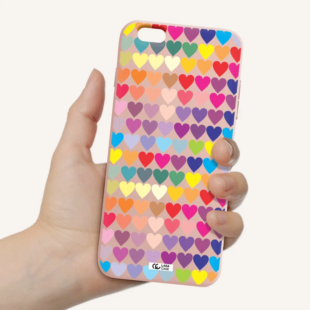 a colorful heart pattern Apple iPhone 6S Silicone pastel pink Case