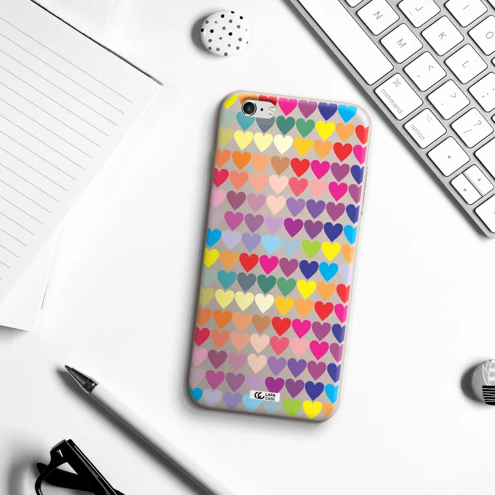 a colorful heart pattern Apple iPhone 6S Silicone Stone Case