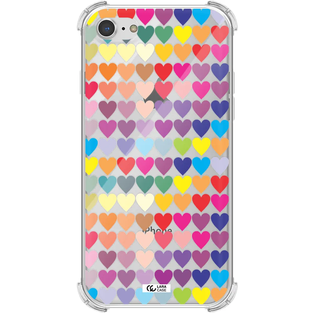 a colorful heart pattern Apple iPhone 7 Clear PC Case