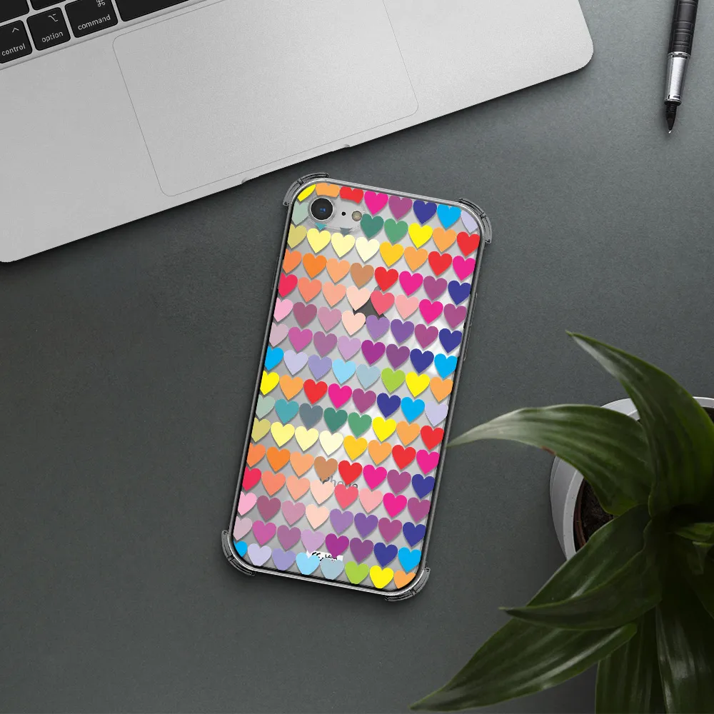 a colorful heart pattern Apple iPhone 7 Clear PC Case