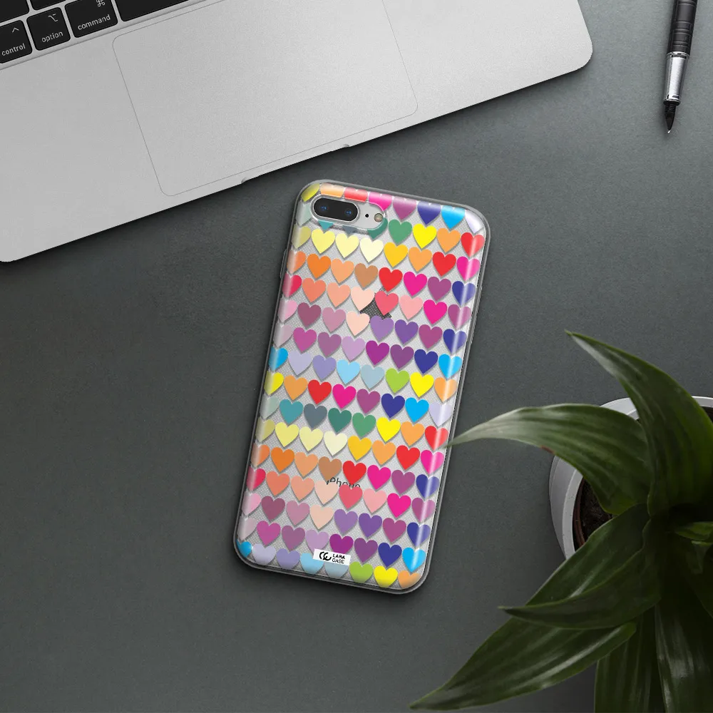 a colorful heart pattern Apple iPhone 7 plus Clear TPU Case
